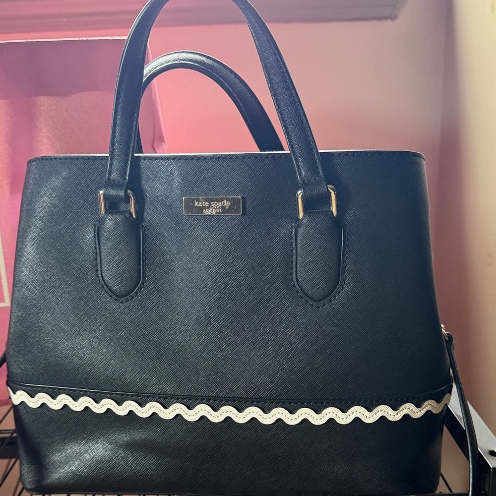Kate Spade Black Satchel with White Trim
